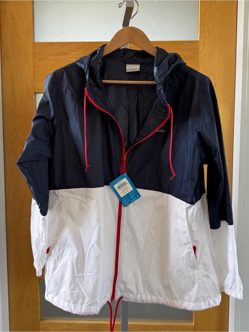 Columbia Navy Hooded Jacket with Teal Accent